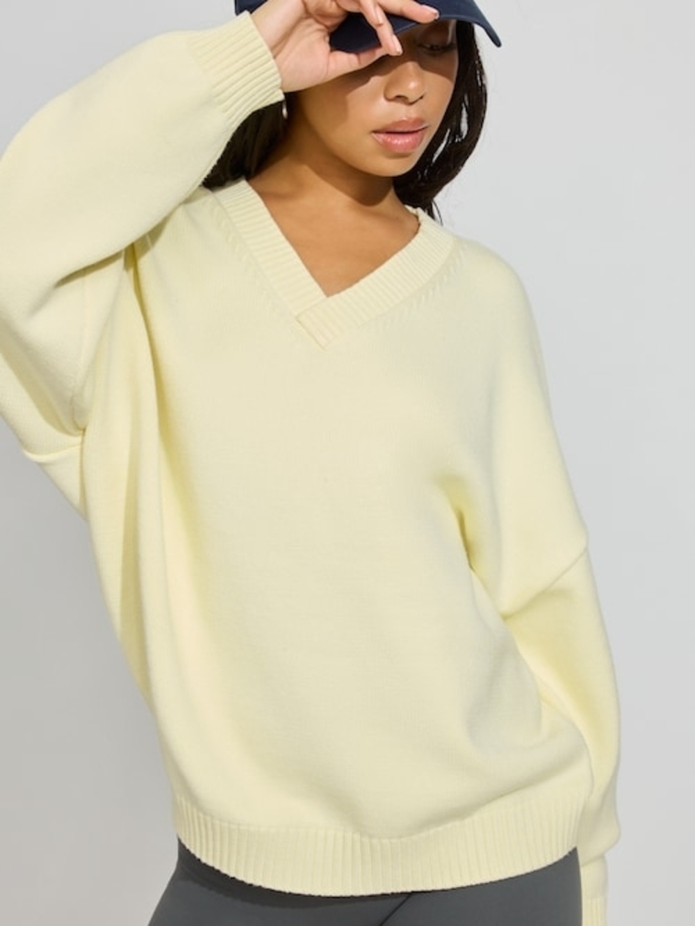 GARAGE V-Neck Oversized Women's Sweater in Butter Yellow